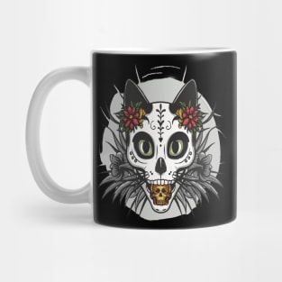 Cat Dad Sugar Skull Whimsical Feline Design for Father’s Day Mug